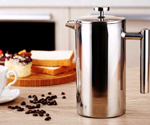 Double Stainless Steel Coffee Pot French Coffee Press Pot Insulation Pot Tea Maker Pressure Pot | Luxury Home Accessories | Heulog Glow