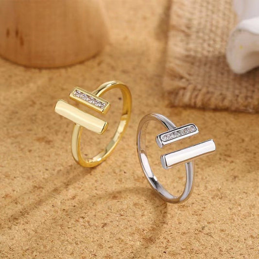 Double T Ring Niche Open Minimalist Style Ring Birthday Gift Valentine's Day Gift | Luxury Home Accessories | Heulog Glow