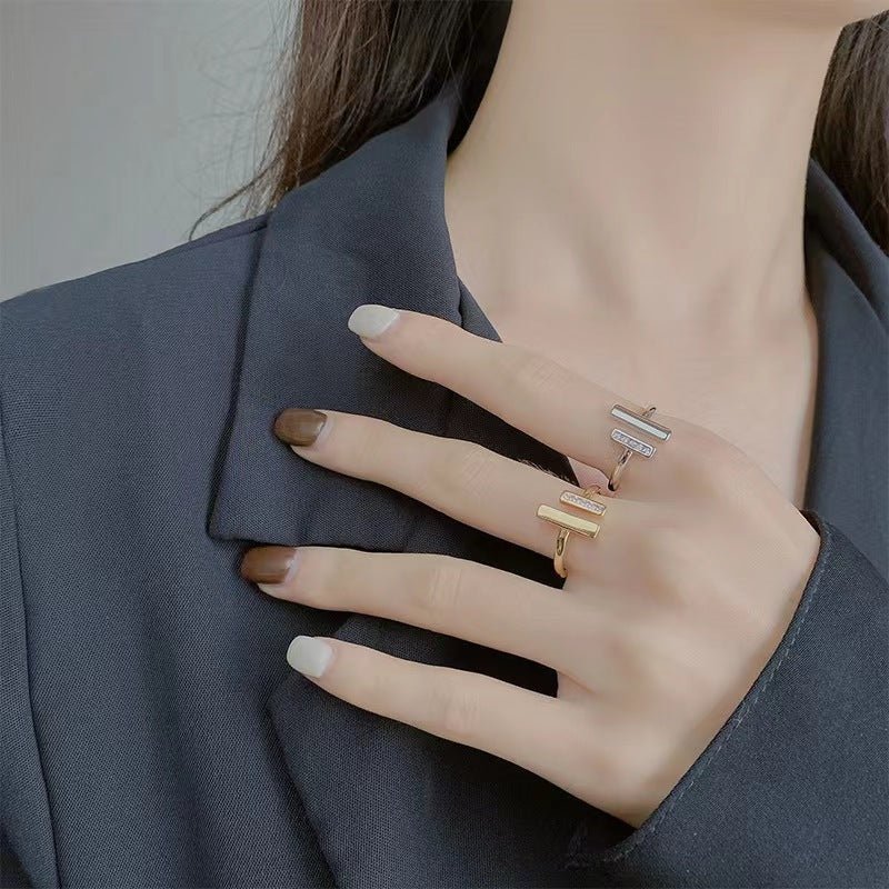 Double T Ring Niche Open Minimalist Style Ring Birthday Gift Valentine's Day Gift | Luxury Home Accessories | Heulog Glow
