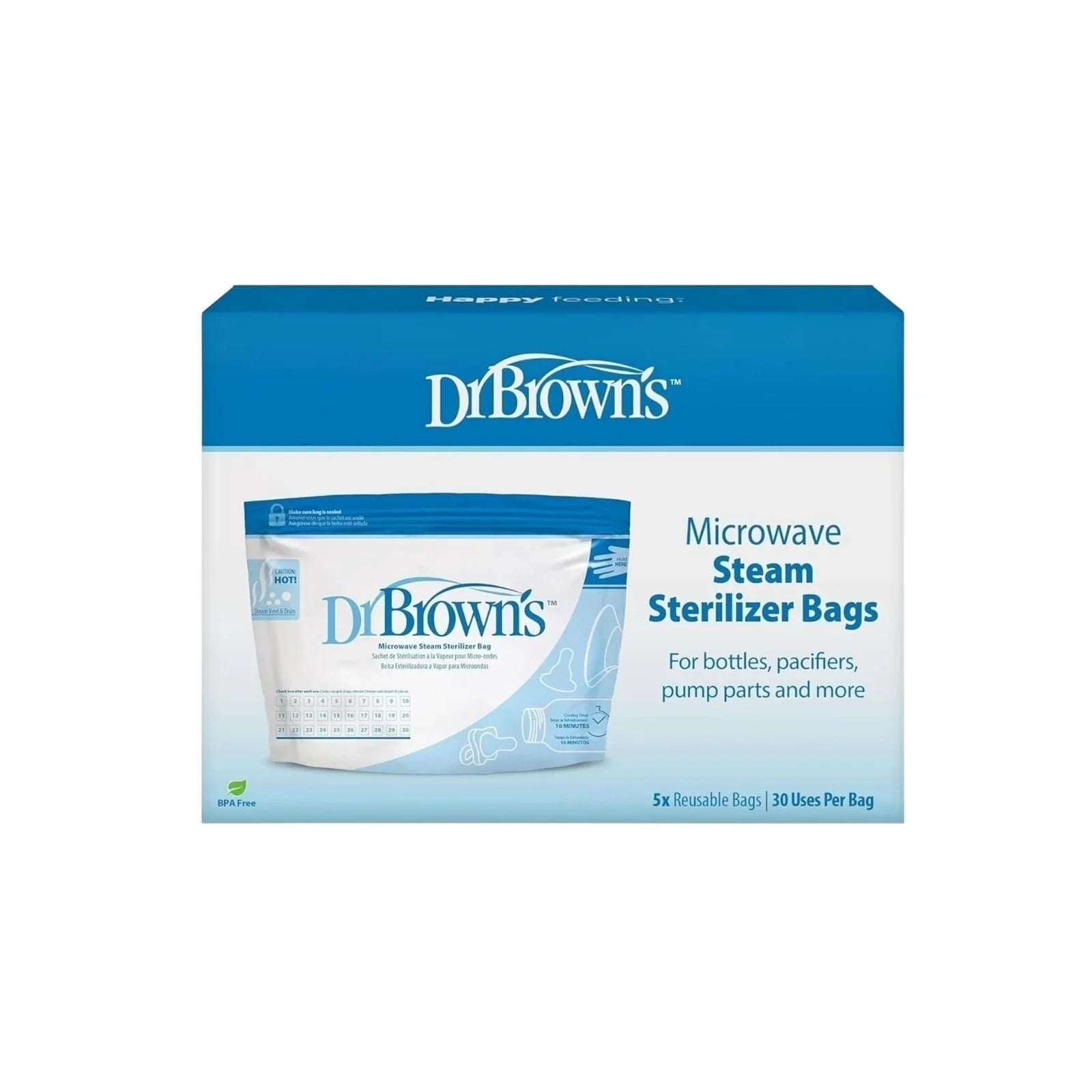 Dr. Brown's Microwave Steam Steriliser Bags 5 pcs | Luxury Home Accessories | Heulog Glow