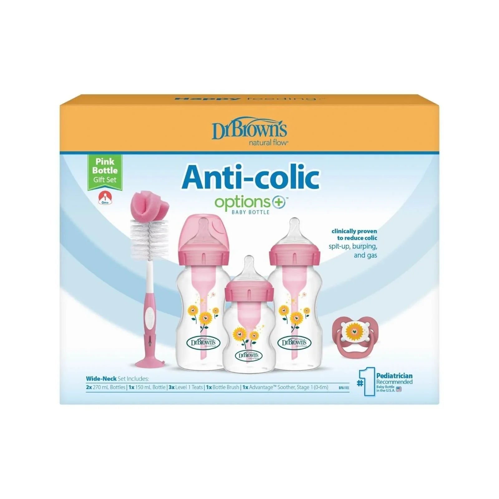 Dr. Brown's Natural Flow Options+ Anti-Colic Baby Bottle Gift Set - Pink | Luxury Home Accessories | Heulog Glow