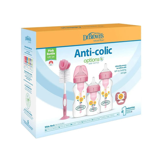 Dr. Brown's Natural Flow Options+ Anti-Colic Baby Bottle Gift Set - Pink | Luxury Home Accessories | Heulog Glow