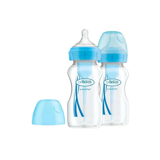 Dr. Brown's Options+ Anti-Colic Baby Bottle Wide Neck Blue 270ml Pack of 2 | Luxury Home Accessories | Heulog Glow