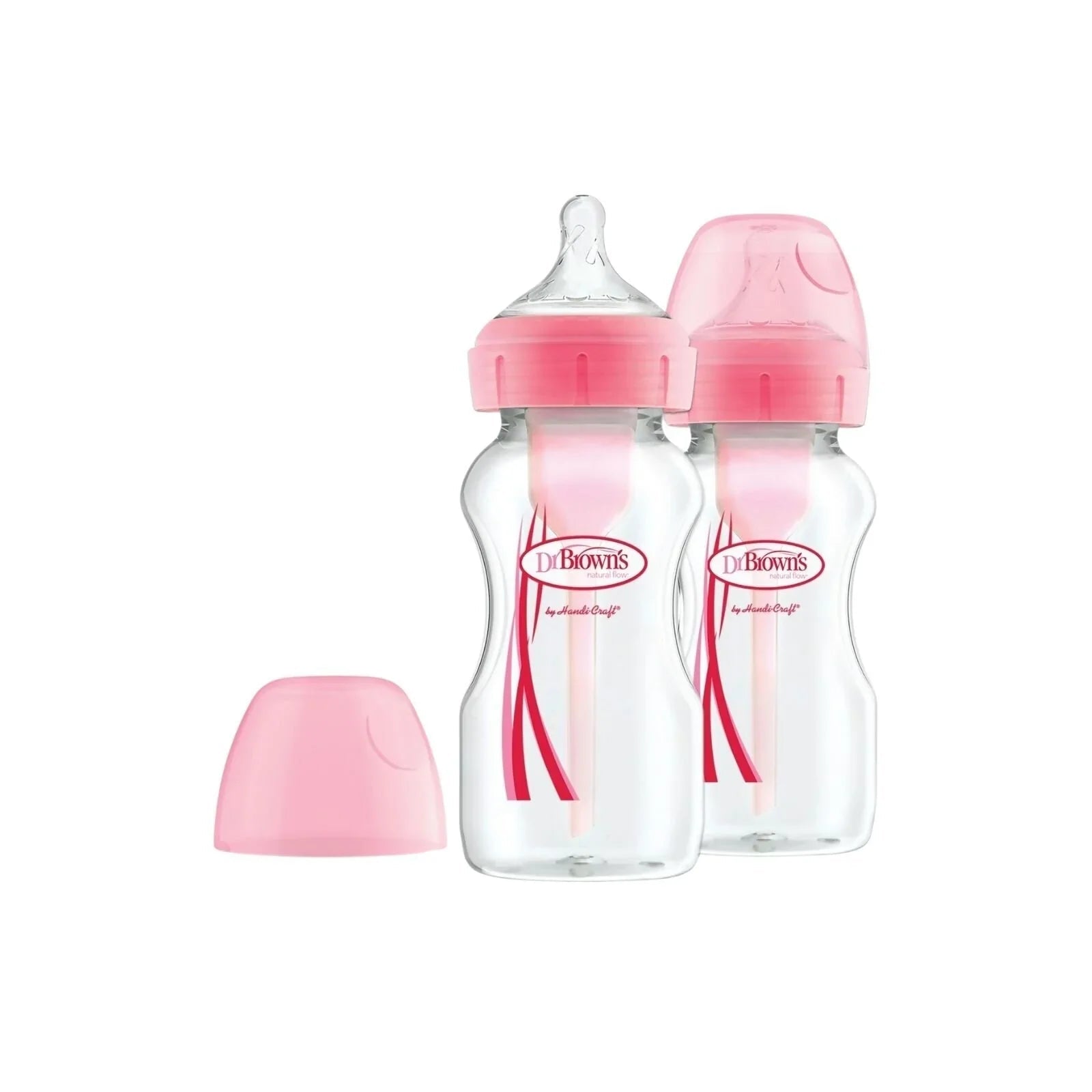 Dr. Brown's Options+ Anti-Colic Baby Bottle Wide Neck Pink 270ml Pack of 2 | Luxury Home Accessories | Heulog Glow