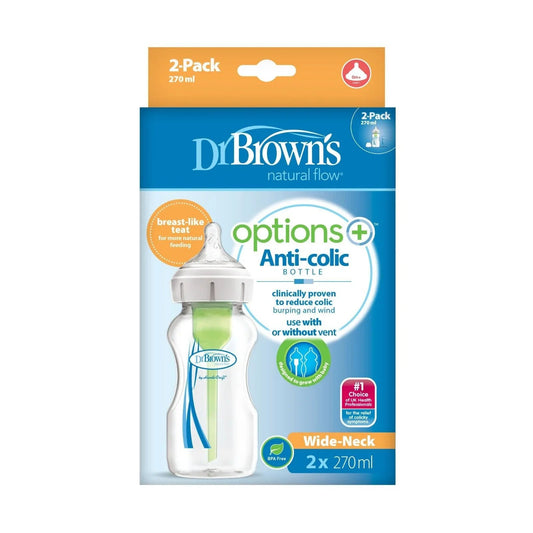 Dr. Brown's Options+ Anti-Colic Wide Neck Baby Bottle 270 ml 2 pcs | Luxury Home Accessories | Heulog Glow