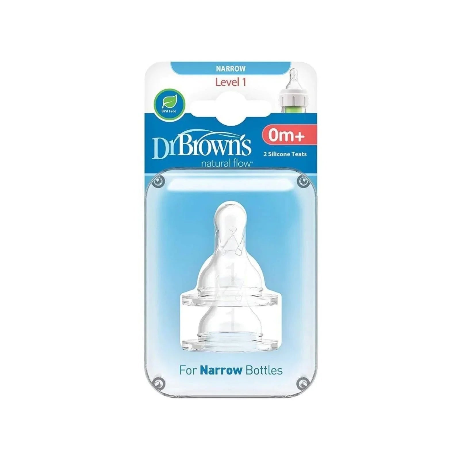 Dr. Brown's Options+ Narrow Neck Level 1 Teats 0+ months Pack of 2 | Luxury Home Accessories | Heulog Glow
