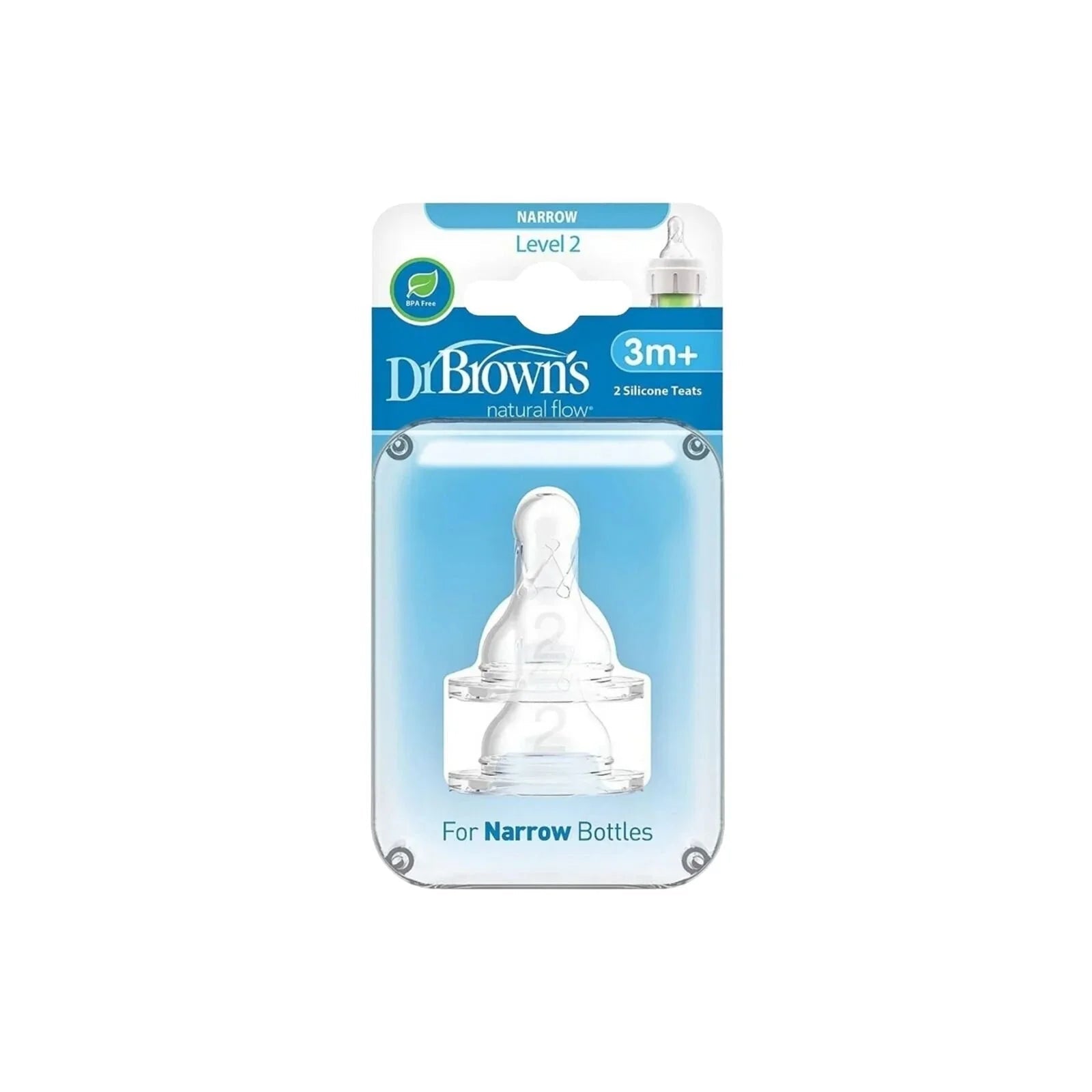 Dr. Brown's Options+ Narrow Neck Level 2 Teats 3+ months Pack of 2 | Luxury Home Accessories | Heulog Glow