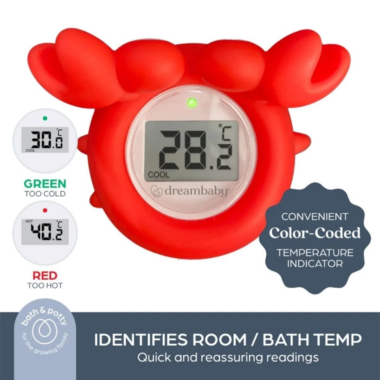 Dreambaby 2-in-1 Room & Bath Crab Thermometer | Luxury Home Accessories | Heulog Glow
