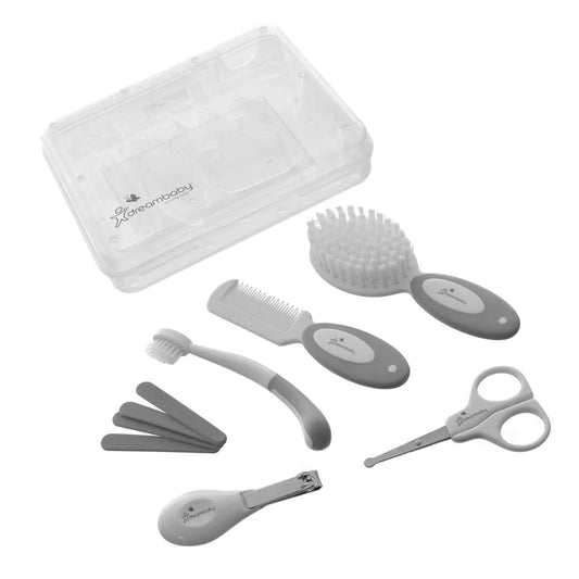 Dreambaby Essentials Deluxe (Ergo Handle) 10 pcs Grooming Kit in Clear Hard Case - Grey | Luxury Home Accessories | Heulog Glow