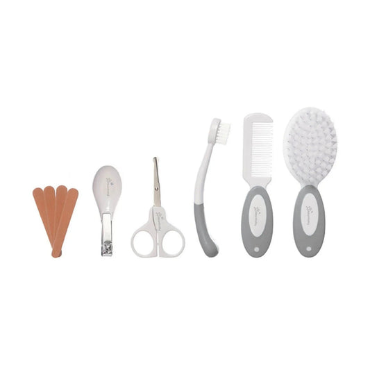 Dreambaby Essentials Deluxe (Ergo Handle) 10 pcs Grooming Kit in Clear Hard Case - Grey | Luxury Home Accessories | Heulog Glow