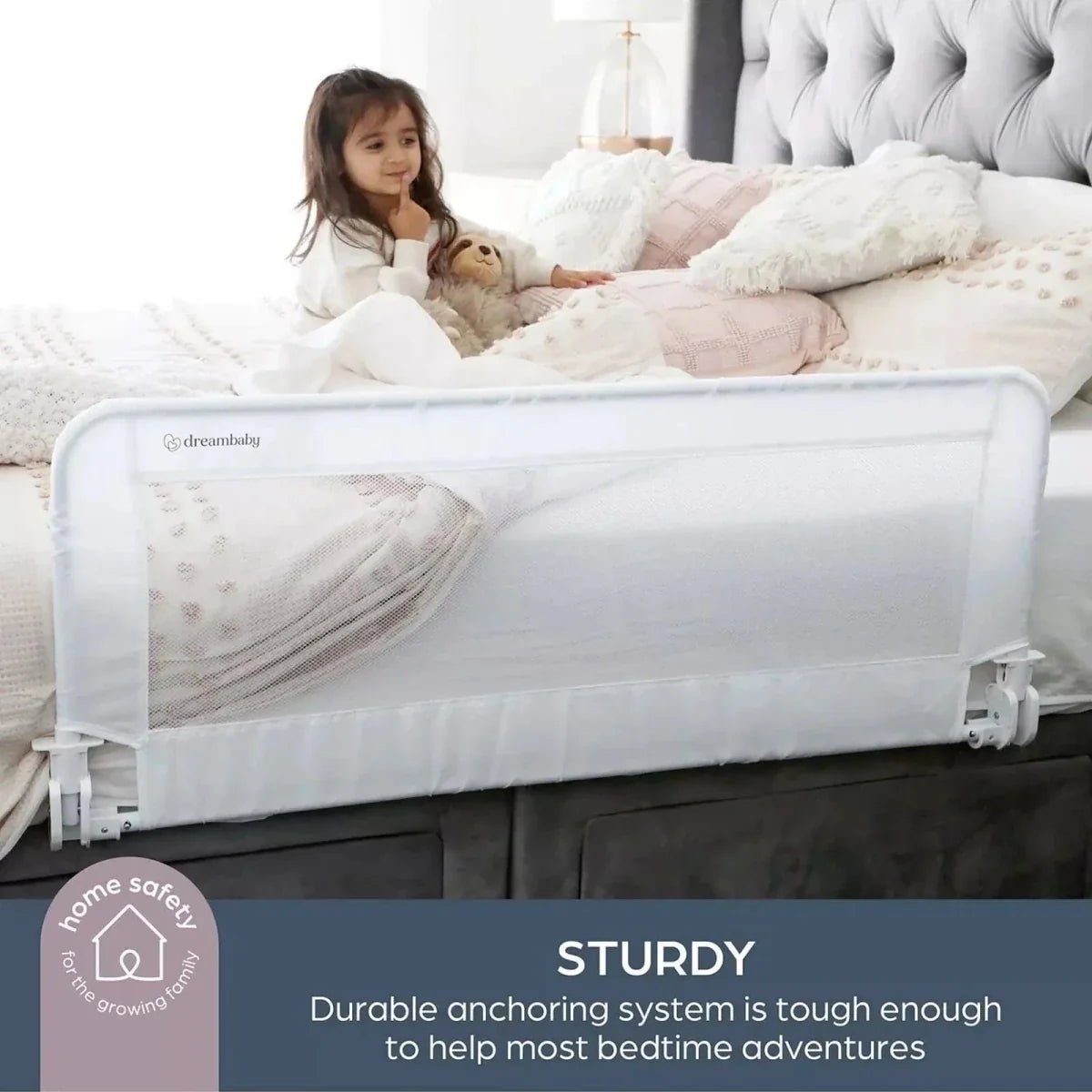 Dreambaby Prague Bedrail 110cm Wide x 45.5cm High - White | Luxury Home Accessories | Heulog Glow