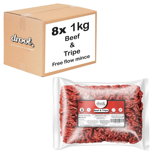 Drool Mince Freeflow Beef & Tripe 1kg | Luxury Home Accessories | Heulog Glow
