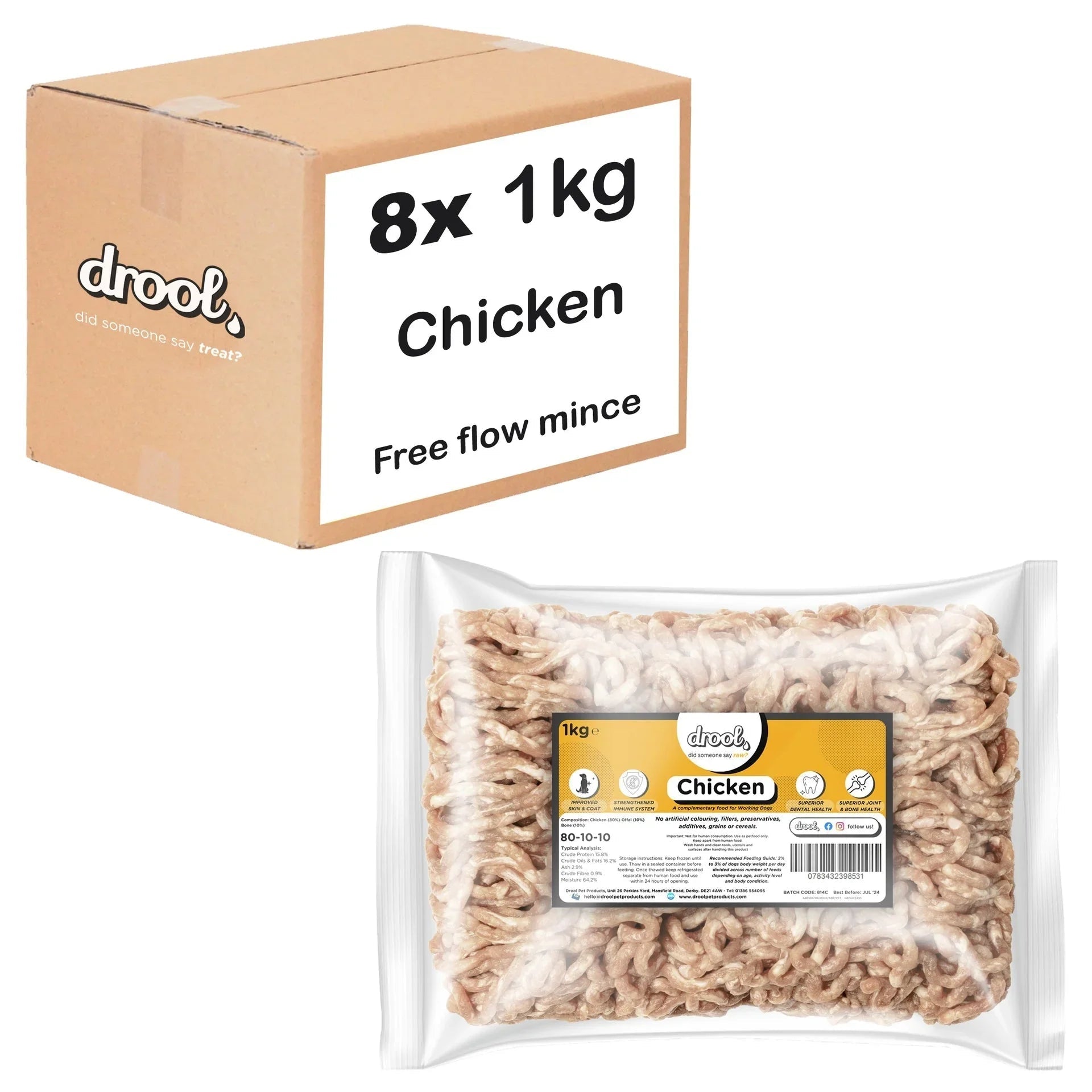 Drool Mince Freeflow Chicken 1kg | Luxury Home Accessories | Heulog Glow