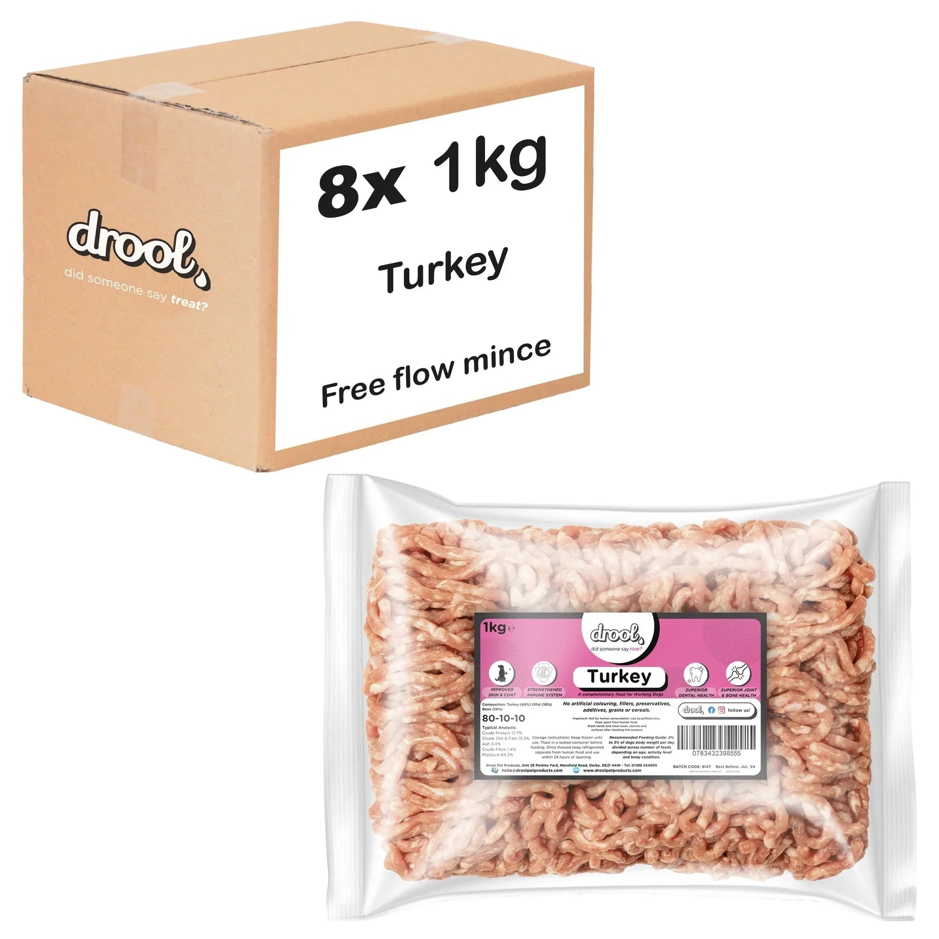 Drool Mince Freeflow Turkey 1kg | Luxury Home Accessories | Heulog Glow