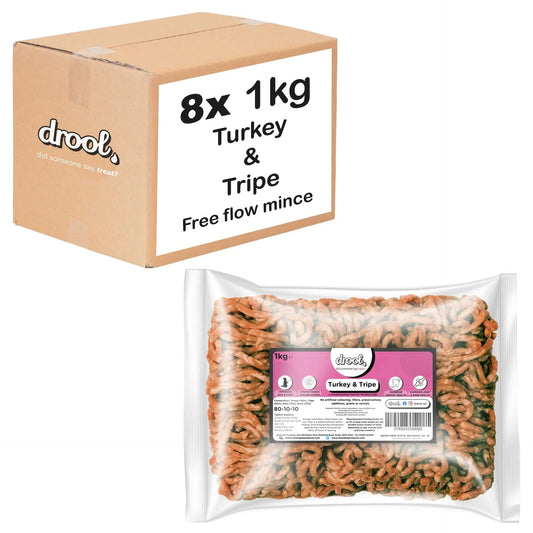 Drool Mince Freeflow Turkey & Tripe 1kg | Luxury Home Accessories | Heulog Glow