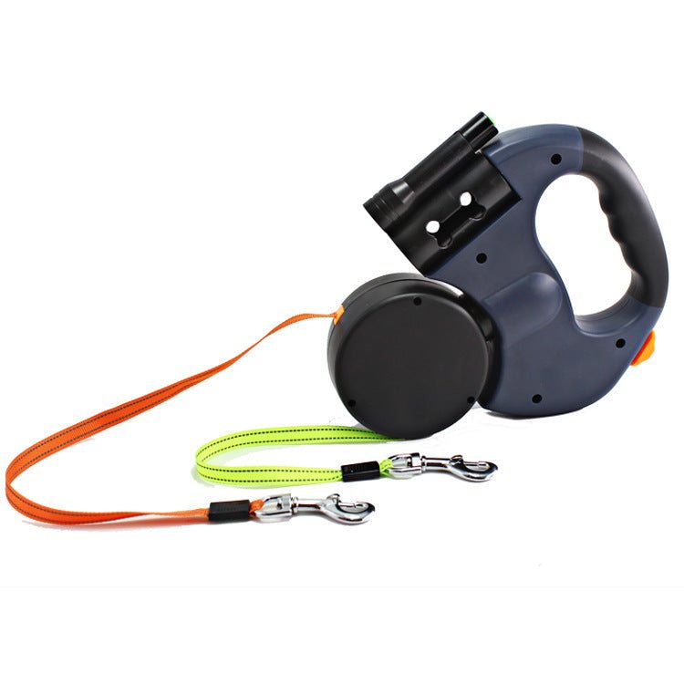 Dual Headed Pet Leashes with Flashlight Garbage Bag Box Automatic Retractable Dogs Traction Rope | Luxury Home Accessories | Heulog Glow