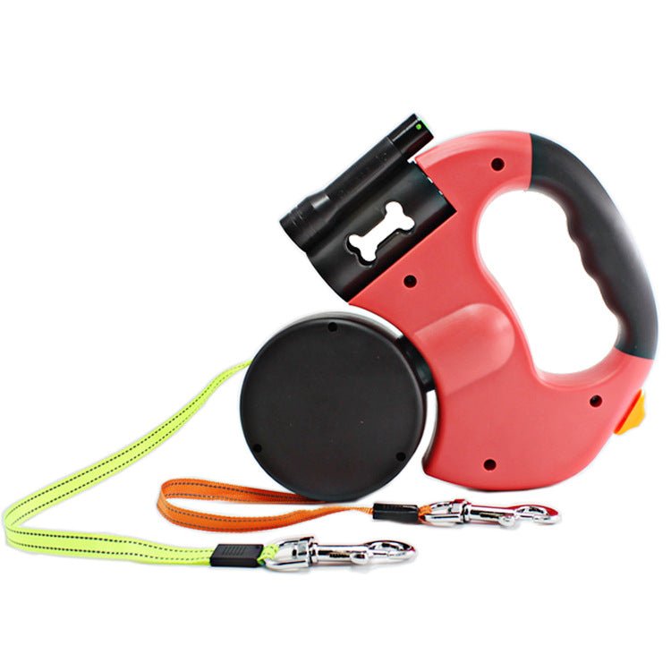 Dual Headed Pet Leashes with Flashlight Garbage Bag Box Automatic Retractable Dogs Traction Rope | Luxury Home Accessories | Heulog Glow