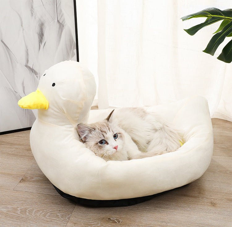 Duck Shape Fluffy Comfortable Pet Bed Sofa Suitable For Small Dogs Soft Polyester Material Unique Pattern Design Four Seasons Comfortable Sleeping Nest For Cats And Puppies | Luxury Home Accessories | Heulog Glow