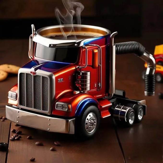 Durable Truck Coffee Mug Semi Truck Handcrafted Coffee Cup Semi-trailer Shaped Semi-Truck Coffee Mugs For Family | Luxury Home Accessories | Heulog Glow