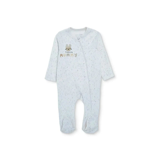 HelloBaby Girls Footed Sleepsuit Polka Dot Print Zip Fastening Crew Neck Full Length Long Sleeve - Ecru