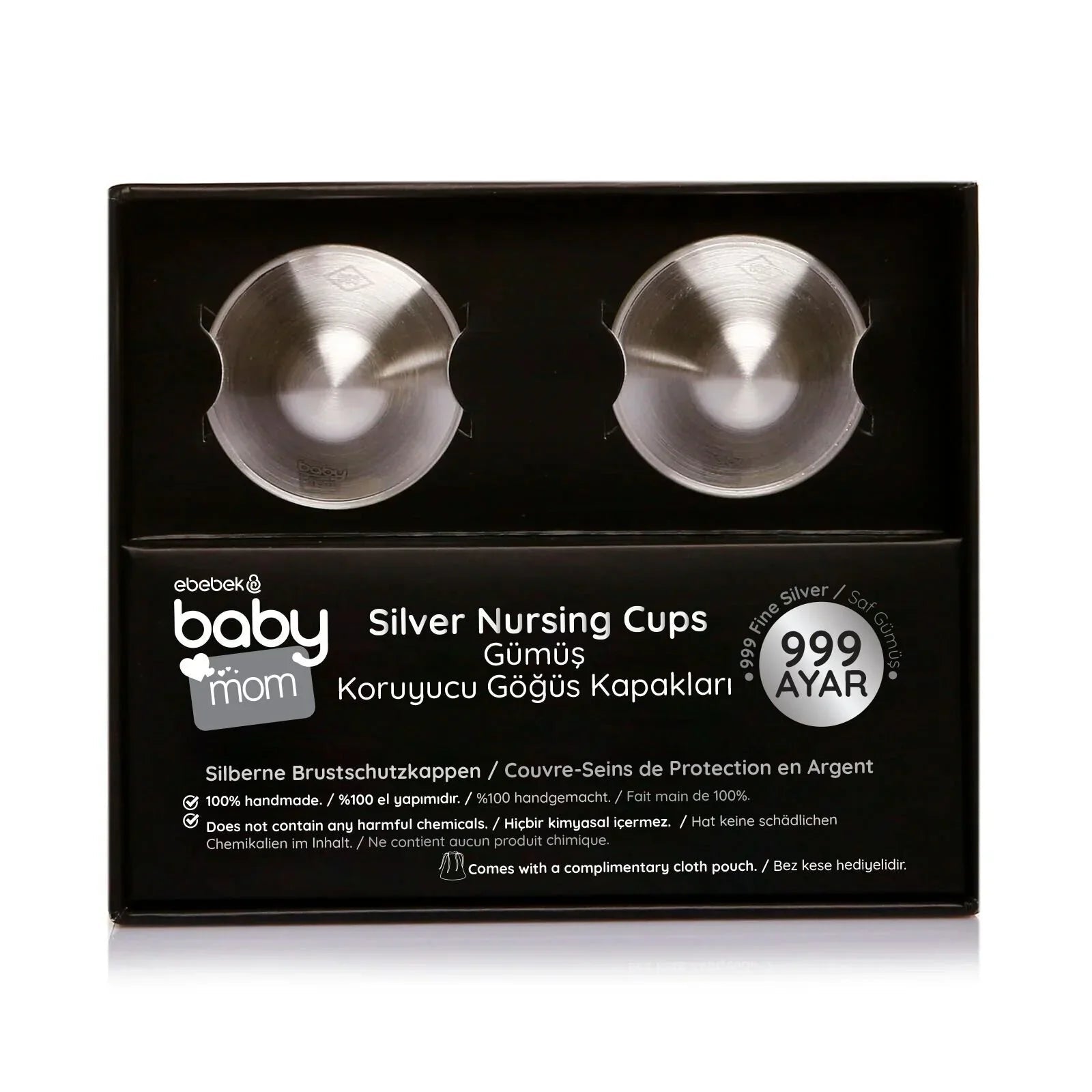 ebebek baby mom 2-Pack 999 Sterling Silver Nipple Shield Cover/Nipple Cups | Luxury Home Accessories | Heulog Glow