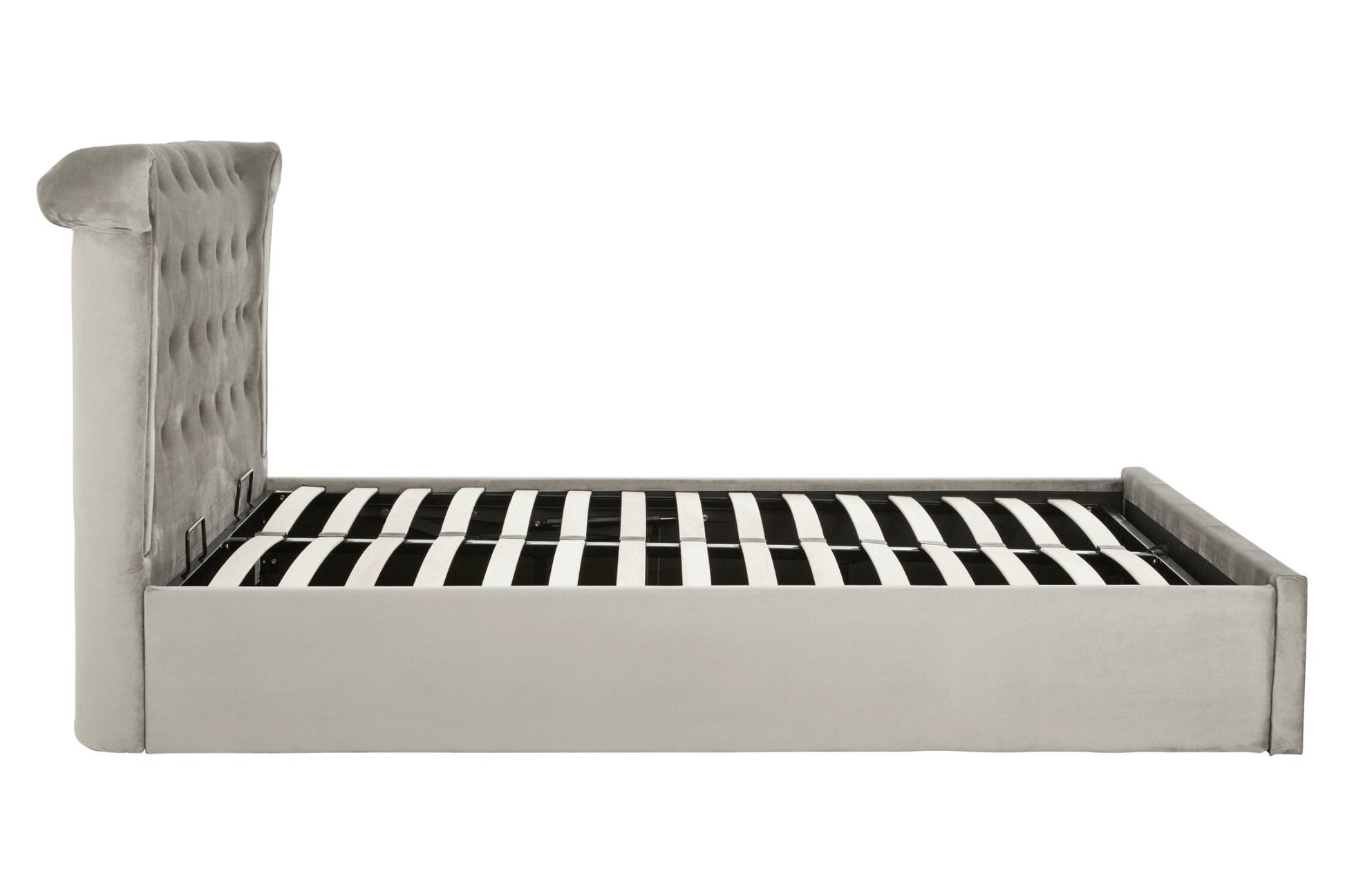 Edison Grey Brushed Velvet Ottoman King Bed | Luxury Home Accessories | Heulog Glow