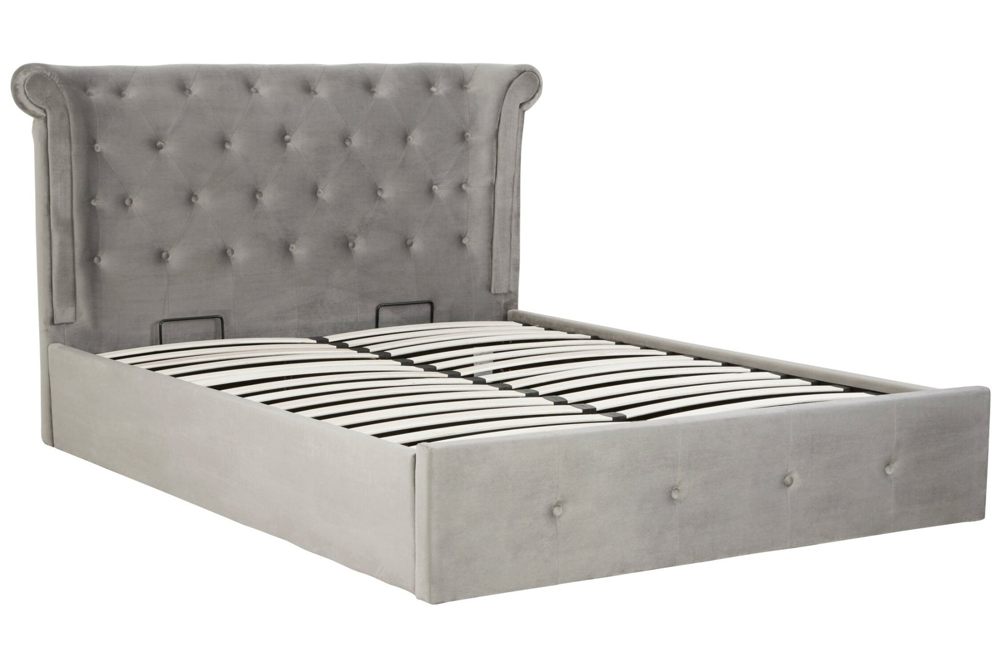 Edison Grey Brushed Velvet Ottoman King Bed | Luxury Home Accessories | Heulog Glow