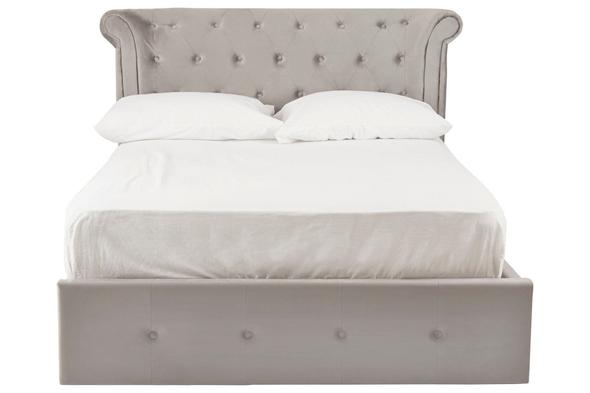 Edison Grey Velvet Ottoman Double Bed | Luxury Home Accessories | Heulog Glow