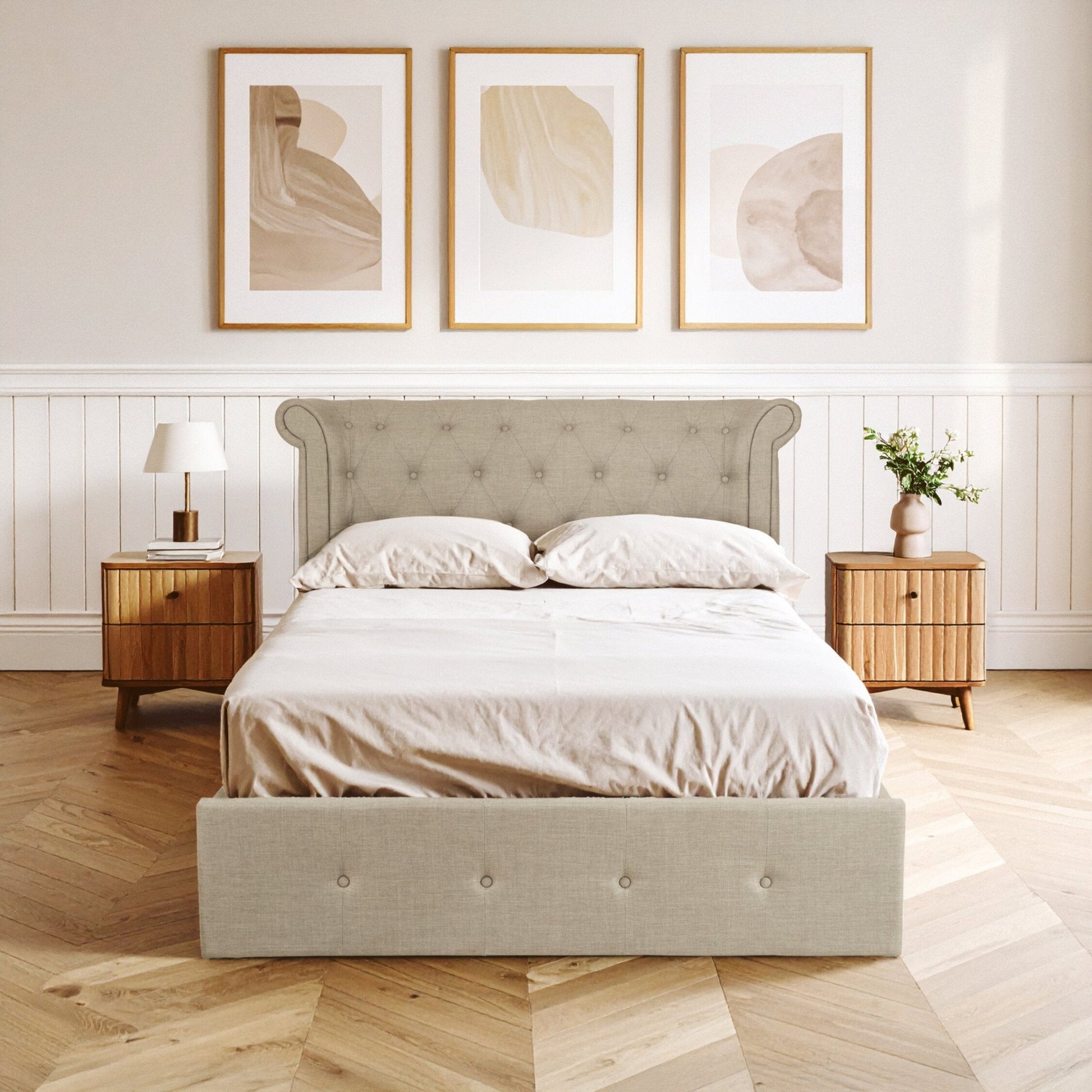 Edison Light Grey Ottoman Double Bed | Luxury Home Accessories | Heulog Glow