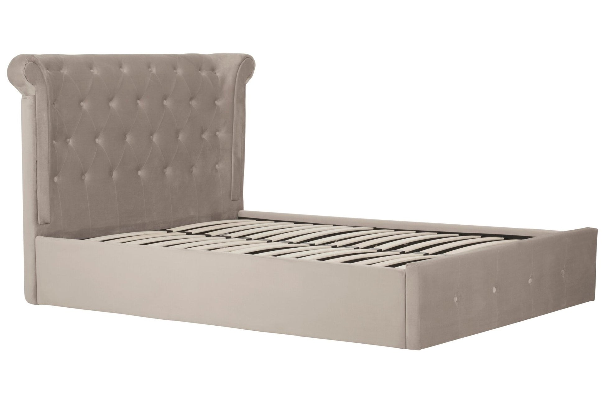 Edison Mink Velvet Ottoman Double Bed | Luxury Home Accessories | Heulog Glow