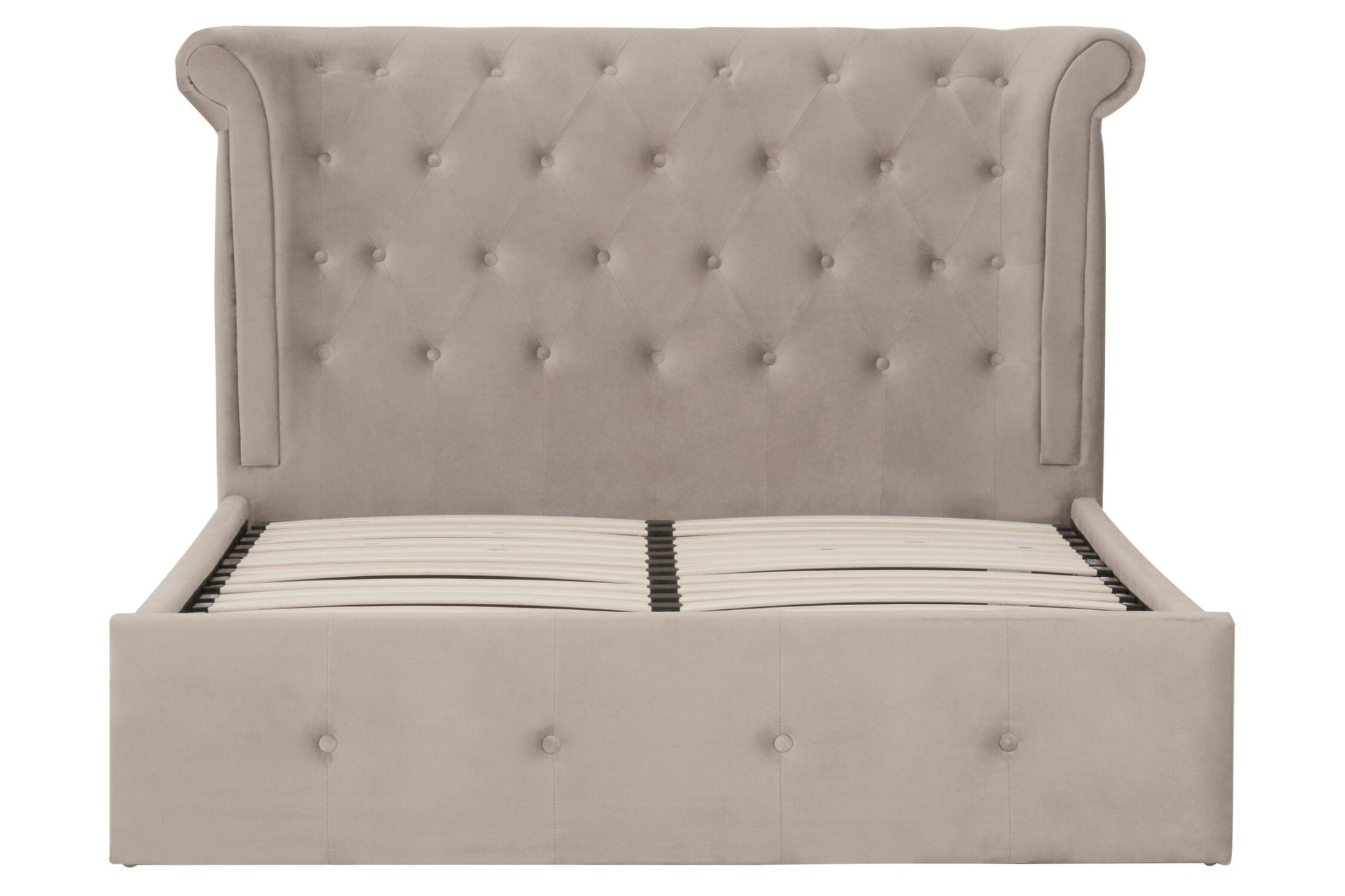 Edison Mink Velvet Ottoman Double Bed | Luxury Home Accessories | Heulog Glow
