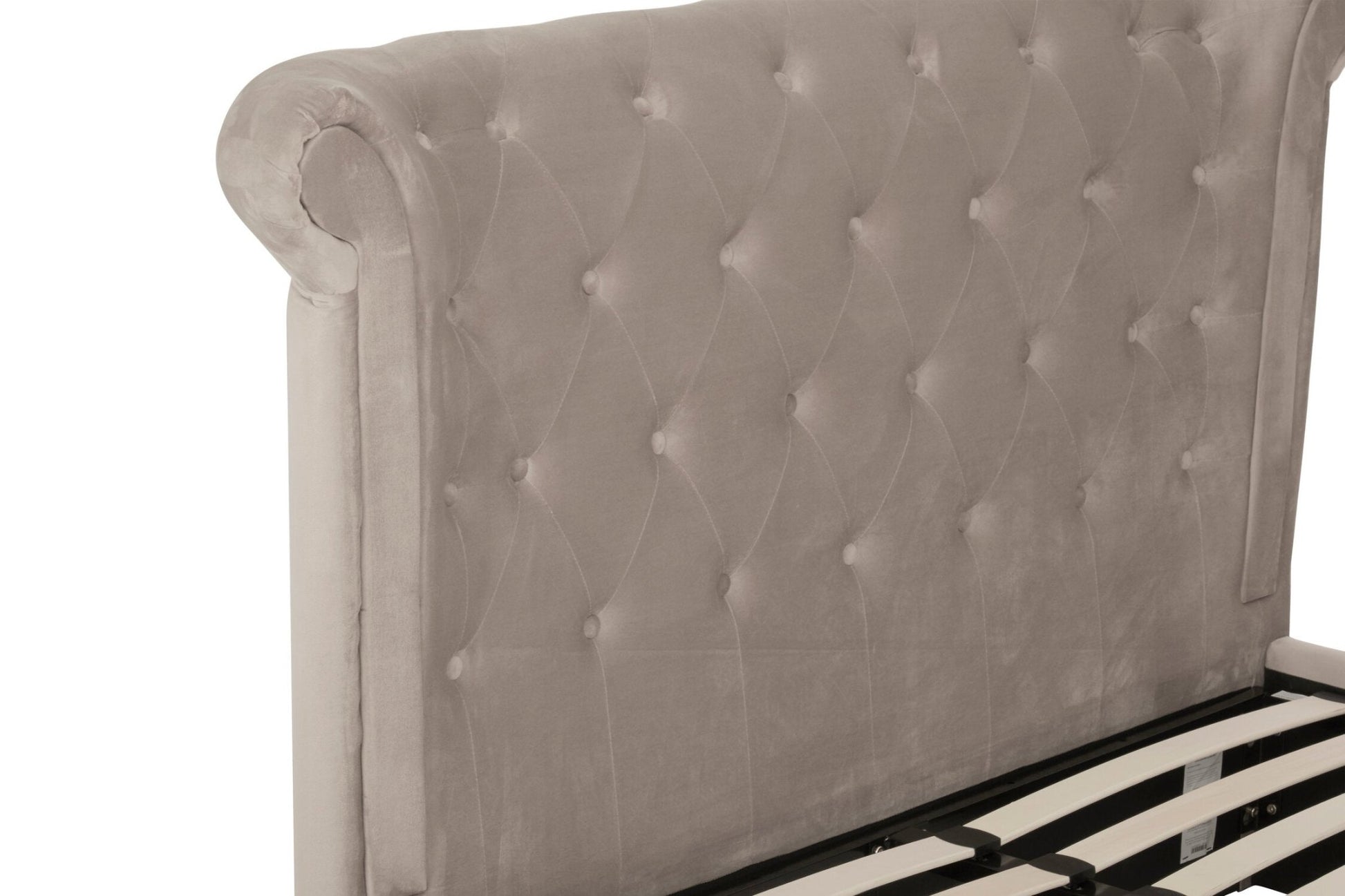 Edison Mink Velvet Ottoman Double Bed | Luxury Home Accessories | Heulog Glow