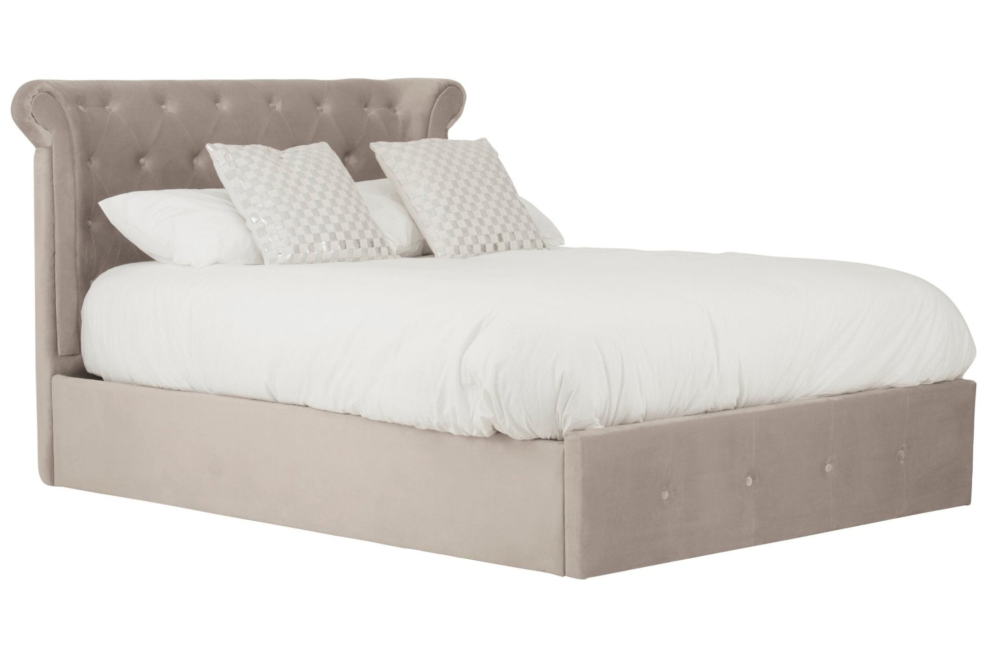 Edison Mink Velvet Ottoman Double Bed | Luxury Home Accessories | Heulog Glow