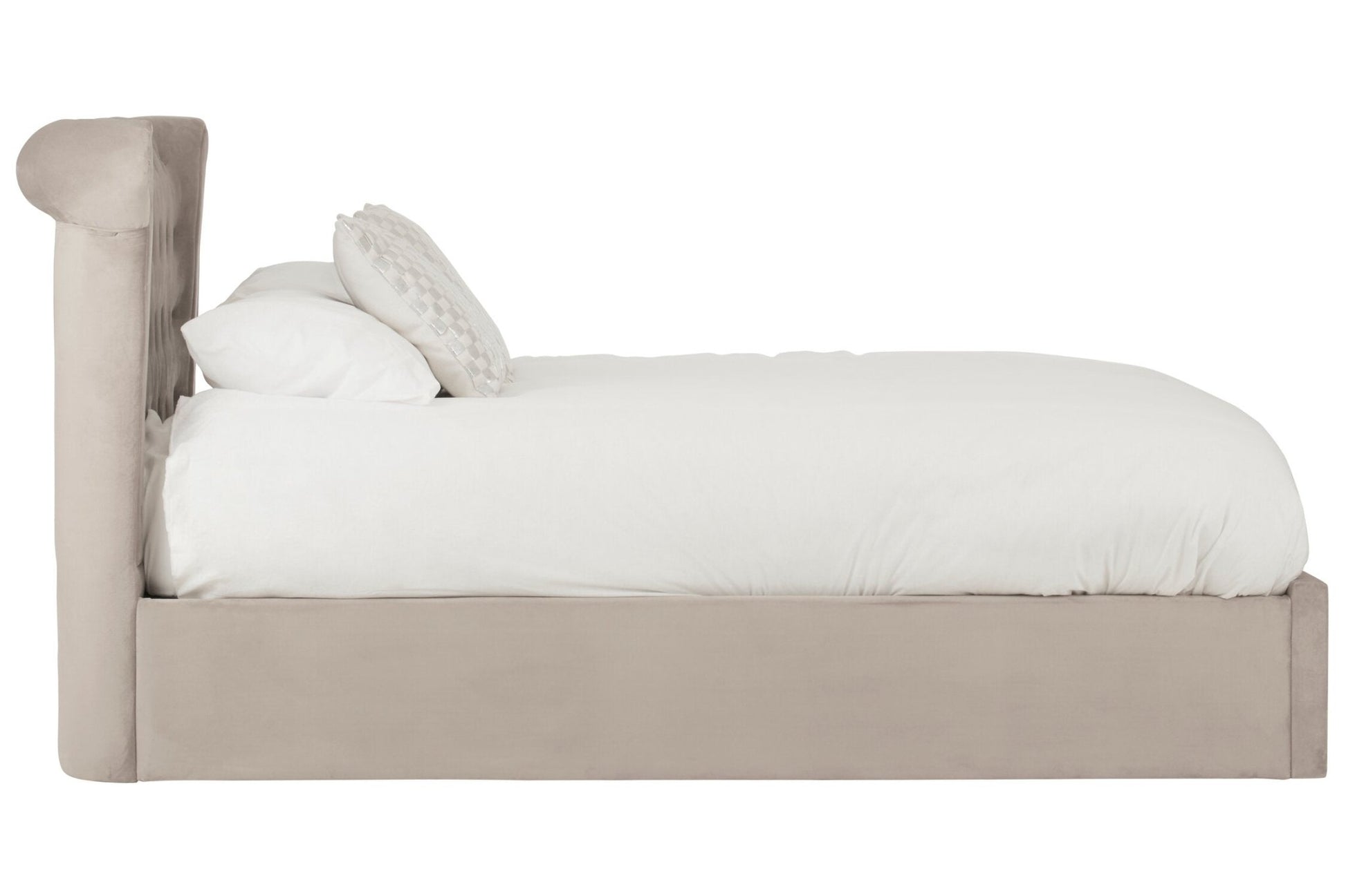 Edison Mink Velvet Ottoman Double Bed | Luxury Home Accessories | Heulog Glow