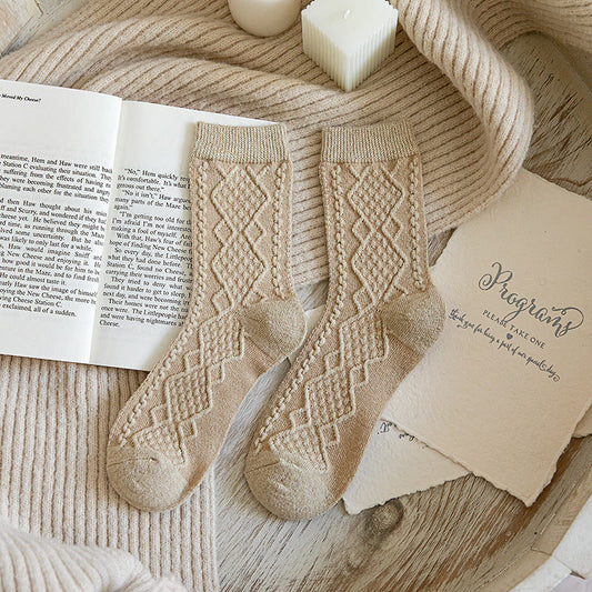Solid Color Fashion Warm Classic Pattern Wool Socks