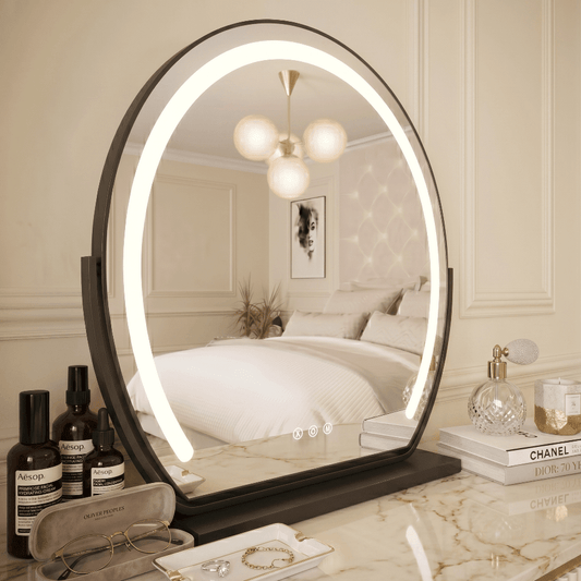 Elara LED Vanity Mirror Black | Luxury Home Accessories | Heulog Glow