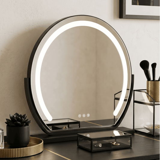 Elara LED Vanity Mirror Black | Luxury Home Accessories | Heulog Glow