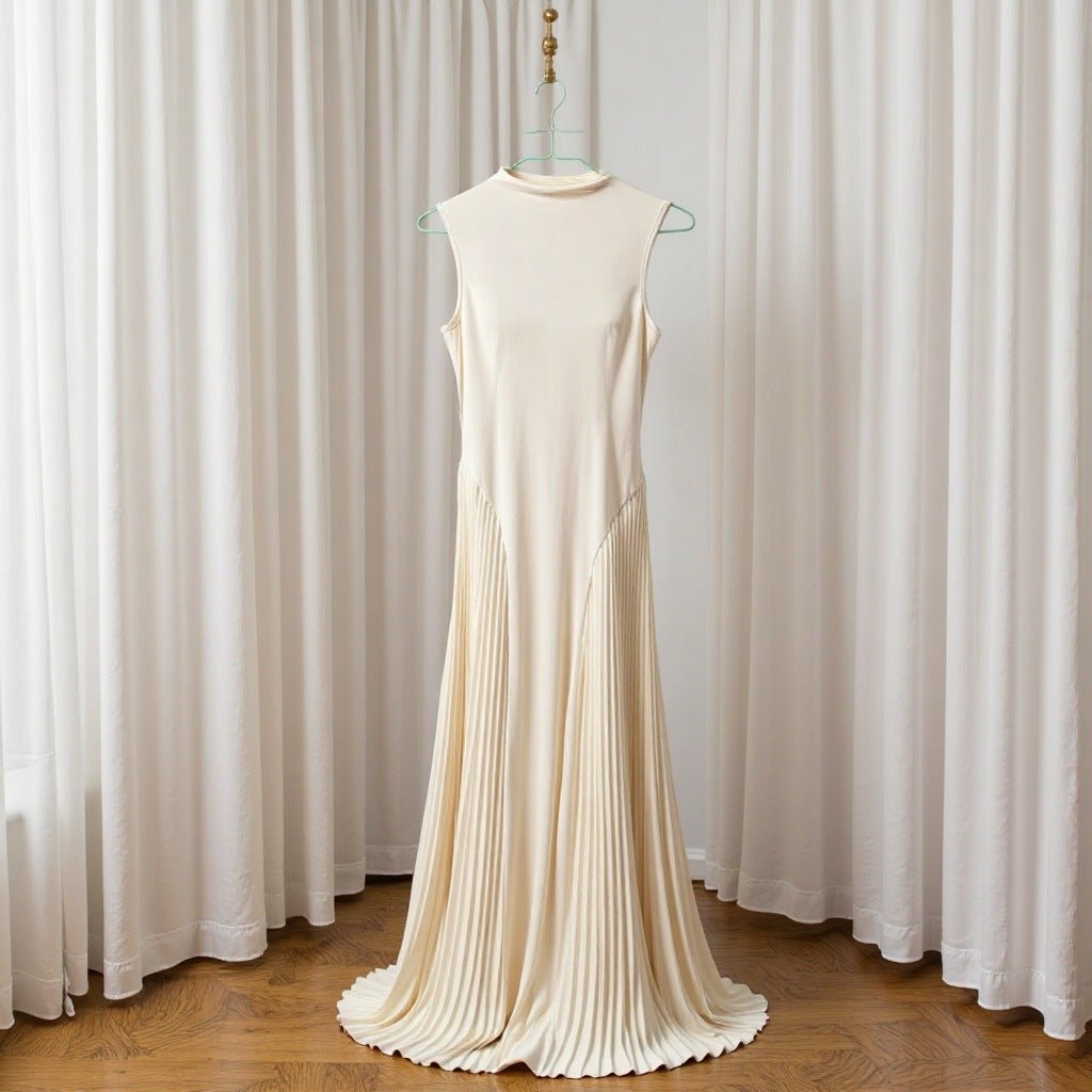Elegant Long Gown Pleated Waist-Cinching Dress | Luxury Home Accessories | Heulog Glow