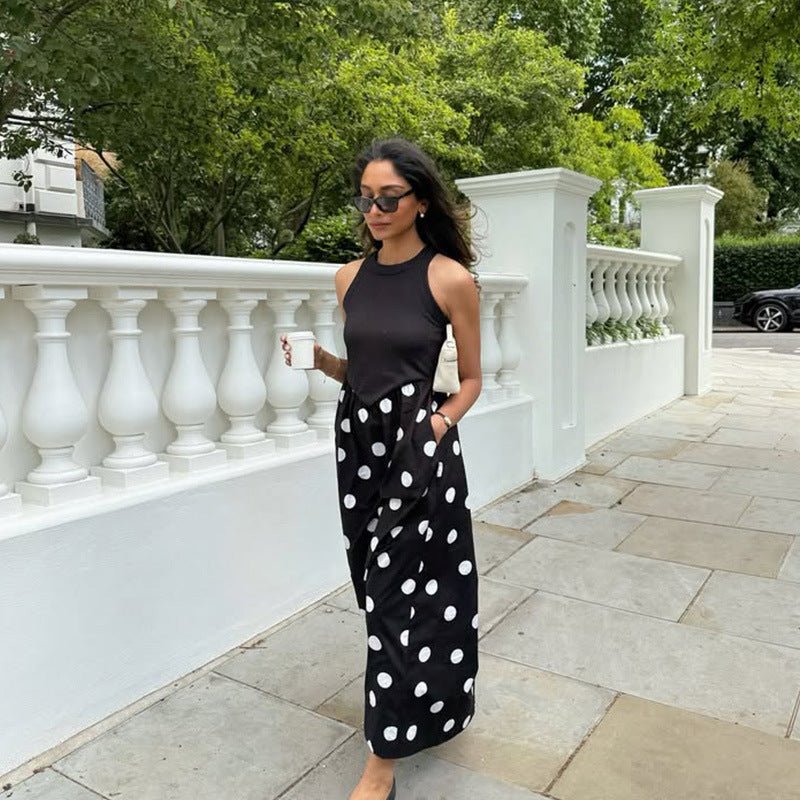 Elegant Patchwork Polka-Dot Printed Dress | Luxury Home Accessories | Heulog Glow