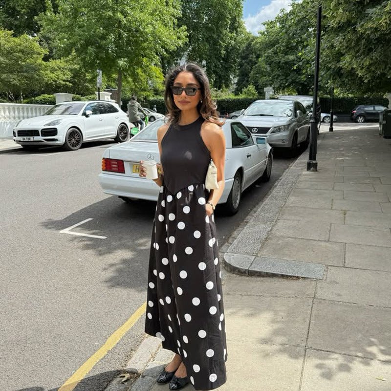 Elegant Patchwork Polka-Dot Printed Dress | Luxury Home Accessories | Heulog Glow