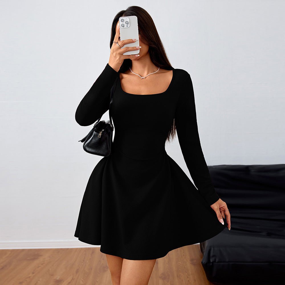 Elegant Square-neck Dress With A High-waisted Designer-style Wine-red Hue | Luxury Home Accessories | Heulog Glow