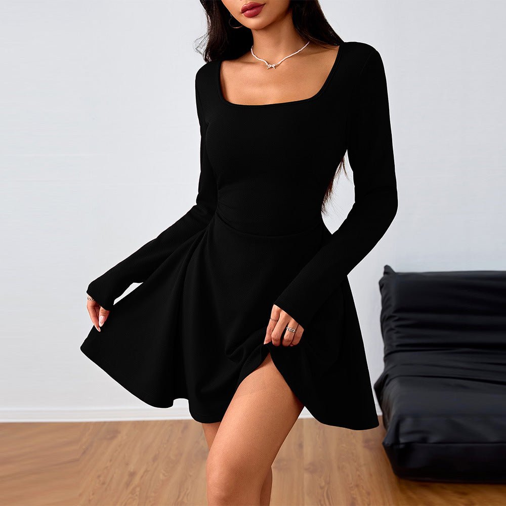 Elegant Square-neck Dress With A High-waisted Designer-style Wine-red Hue | Luxury Home Accessories | Heulog Glow