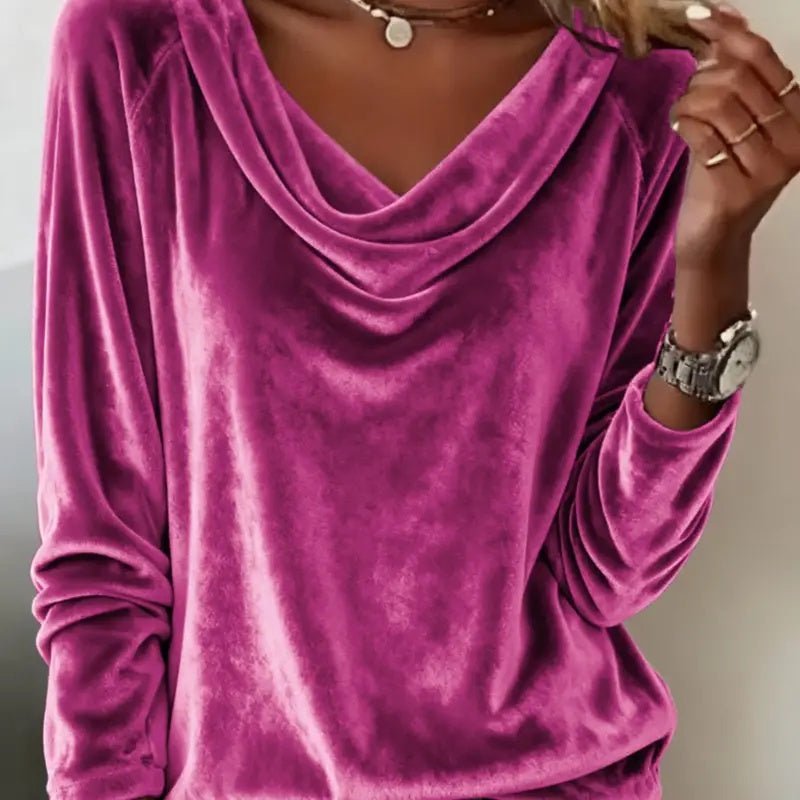 Elegant Velvet Long Sleeve Shirts For Women Fall Spring Solid Color Loose Women Blouses Fashion Pullover Tops Party Clothes | Luxury Home Accessories | Heulog Glow
