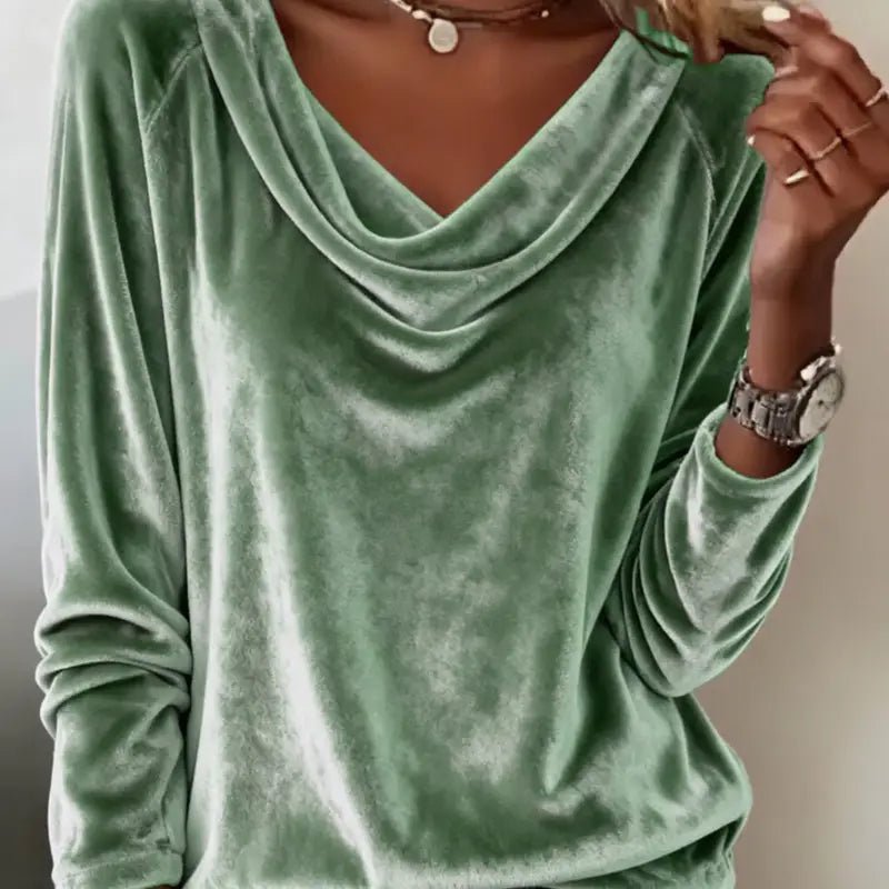 Elegant Velvet Long Sleeve Shirts For Women Fall Spring Solid Color Loose Women Blouses Fashion Pullover Tops Party Clothes | Luxury Home Accessories | Heulog Glow