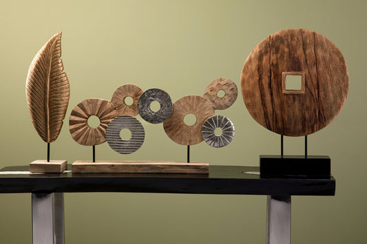 Elementi 7 Disc Wooden Sculpture | Luxury Home Accessories | Heulog Glow