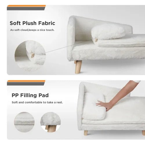 Elevated Pet Bed Solid Wood Leg Dog Cat Sofa for Indoor L Shape Plush Couch Lounge with Soft Cushion | Luxury Home Accessories | Heulog Glow