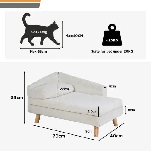 Elevated Pet Bed Solid Wood Leg Dog Cat Sofa for Indoor L Shape Plush Couch Lounge with Soft Cushion | Luxury Home Accessories | Heulog Glow
