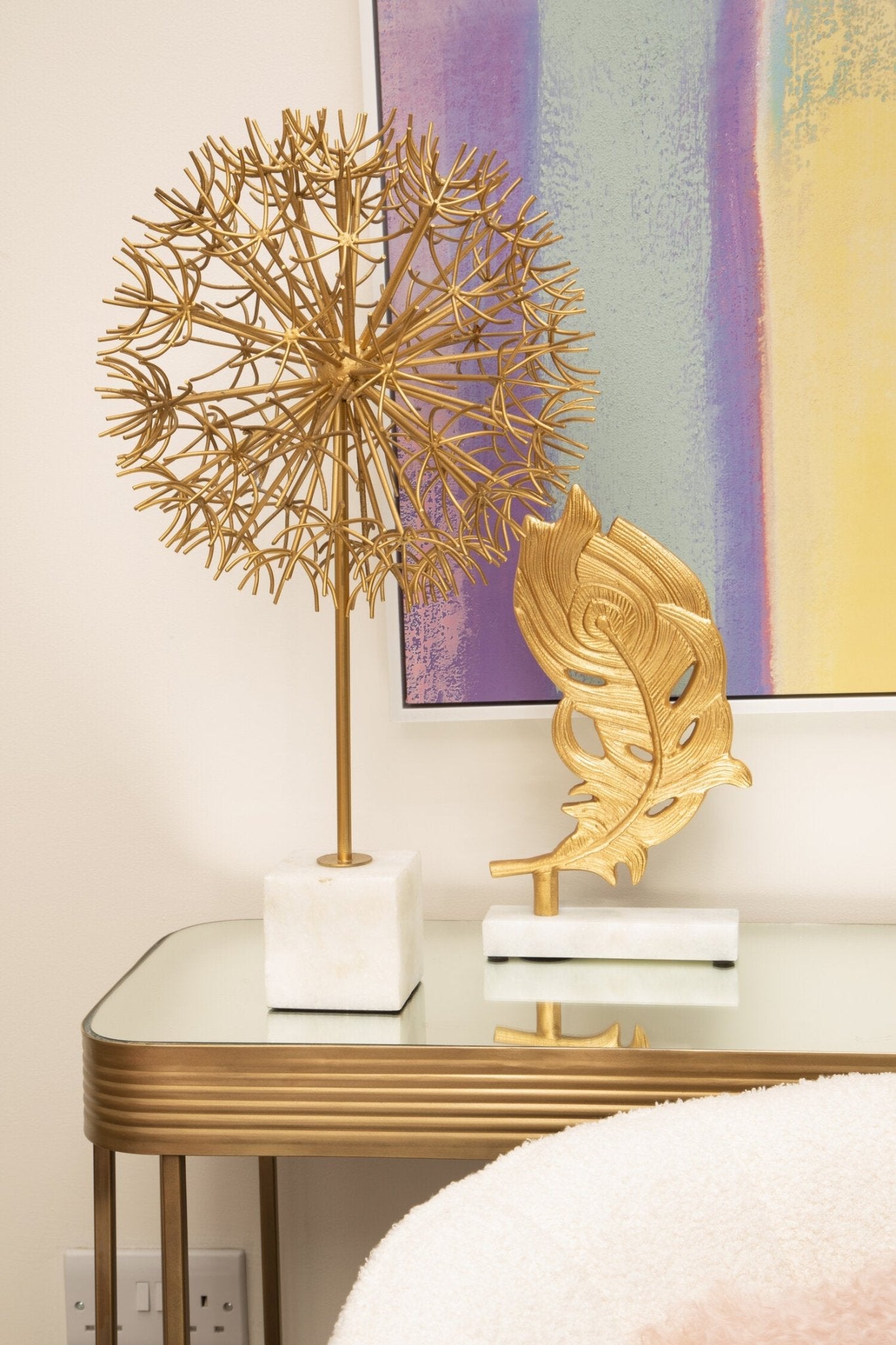Ella Gold Console Table with Mirror Top | Luxury Home Accessories | Heulog Glow