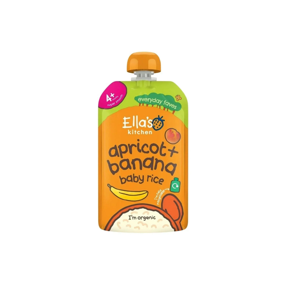 Ella's Kitchen Organic Apricot & Banana Baby Rice Baby Food Pouch 4+ months 120g | Luxury Home Accessories | Heulog Glow