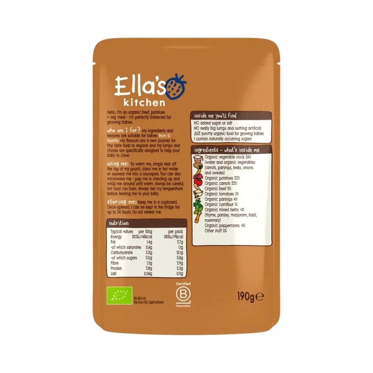 Ella's Kitchen Organic Beef Stew with Potatoes Baby Food Pouch 10+ months 190g | Luxury Home Accessories | Heulog Glow